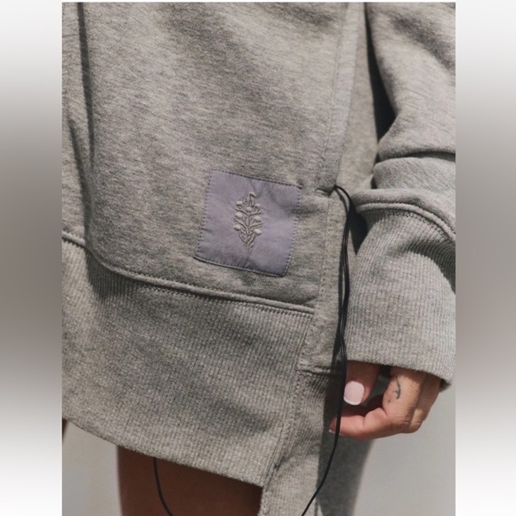 Free People Sprint To The Finish Zip Up Hoodie Ribbed Hem Pockets Slouchy - Picture 2 of 8